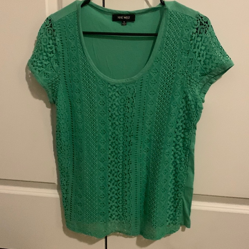 Nine West green lace top